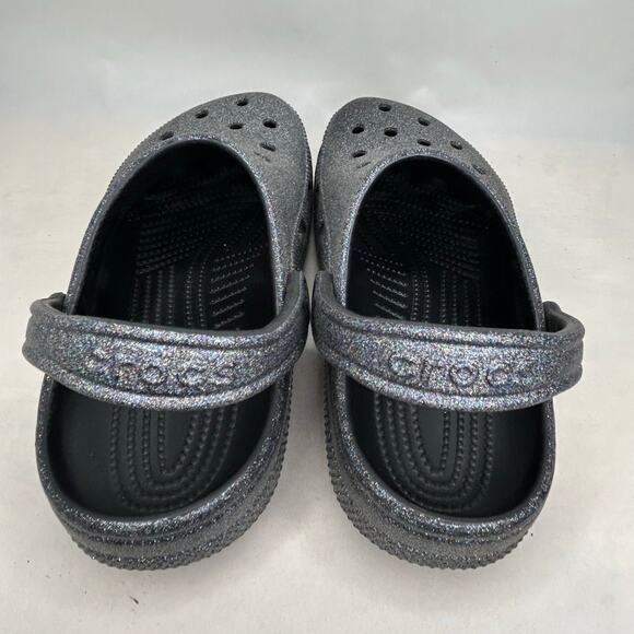 Crocs Classic Glitter Clog Black Womens Size 8 Mens Size 6 Sparkly - Picture 2 of 4
